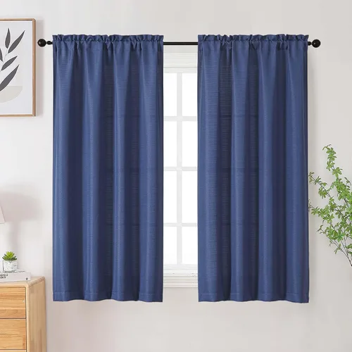 Vista 47 de Cortinas de lino para dormitorio y sala de estar de 96 pulgadas de largo, juego de 2 paneles, con bolsillo para cortinero, filtrado de luz, textura