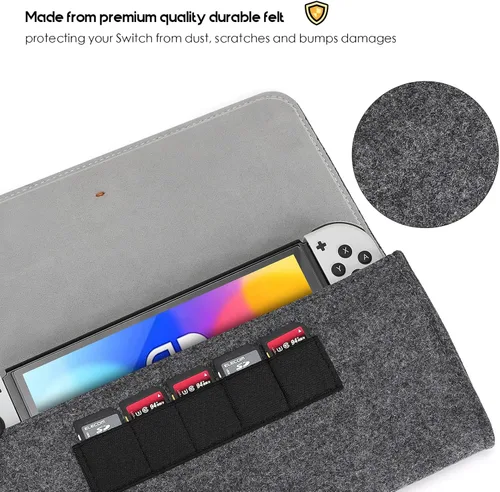 Vista 2 de ProCase Funda de transporte para Nintendo Switch modelo OLED y Nintendo Switch bolsa de viaje portátil ultra delgada de fieltro para Nintendo Switch