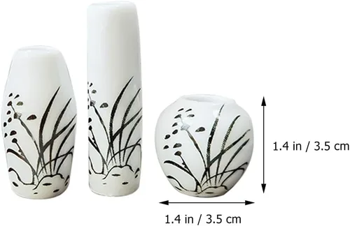 Vista 6 de Abaodam Juego de 3 jarrones de flores pequeños en miniatura, accesorios para casa de muñecas, 1 12 escala, mini jarrón decorativo para manualidades