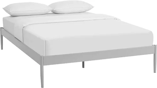 Vista 9 de Modway Elsie - Base de cama de metal con soporte de tablillas, tamaño King, color marrón