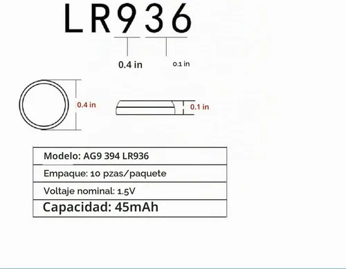 Vista 6 de 20 unids AG9 pilas de botón 1.5v AG9 194 LR936 SP394 batería de moneda