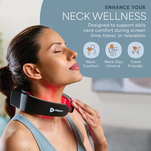 Vista 2 de LifePro Dispositivo de terapia de luz roja para el cuello - Terapia de luz roja infrarroja Luminova para cuello y hombro con LED de 660 nm y 850 nm