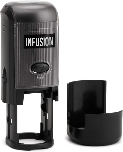 Vista 2 de Infusion Sello de goma autoentintado redondo con logotipo personalizado (1" de diámetro), zinc