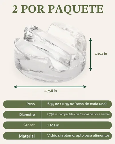 Vista 2 de Elementi Juego de 2 pesas de fermentación de vidrio fáciles de usar, ajuste perfecto para frascos Mason de boca ancha, kit de fermentación de vidrio