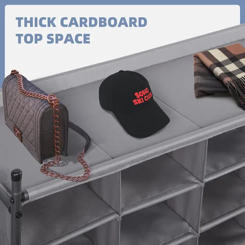 Vista 6 de STORAGE MANIAC Organizador apilable para zapatos, zapatero independiente para entrada, dormitorio, apartamento, armario, 20 cubos, gris