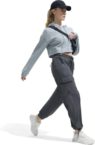 Vista 5 de Pantalones cargo de secado rápido, ligeros, tácticos, con 5 bolsillos, para mujer, cintura elástica y resistentes al agua