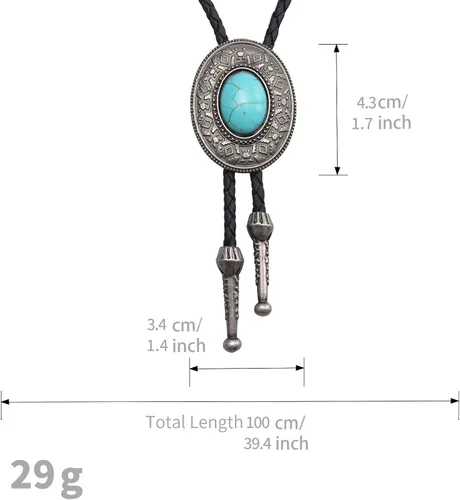 Vista 6 de Jeilwiy Corbata de bolo para hombre, corbata de vaquero occidental, collar de corbata de bolo dorado, corbata de cuero, corbata de Halloween