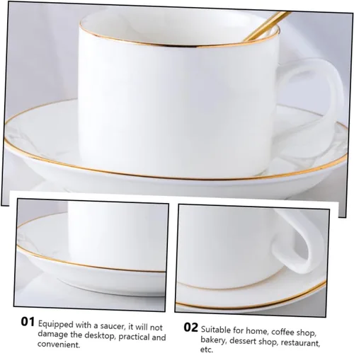 Vista 4 de Homoyoyo Juego de tazas de café taza de té chino, vasos de oro, juegos de vajilla de cerámica, taza de té británica, tazas de café de porcelana