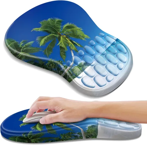Vista 38 de YIWEI Alfombrilla de mouse ergonómica con soporte para muñeca, alfombrilla de mouse de espuma viscoelástica de gel para teclado de computadora