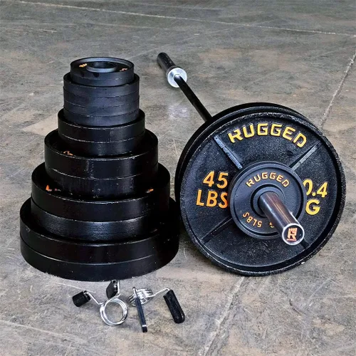 Vista 2 de Rugged Strength & Fitness Power Rack (Y100P3) con accesorio Lat - Juego de pesas de 300 libras incluido, ideal para entrenamiento de fuerza