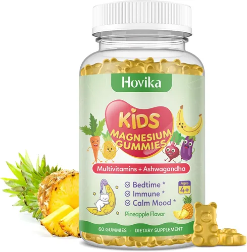 Vista 8 de Gomitas de magnesio para niños – Suplemento de magnesio con L-teanina, manzanilla y multivitaminas para niños y adultos para dormir, calma