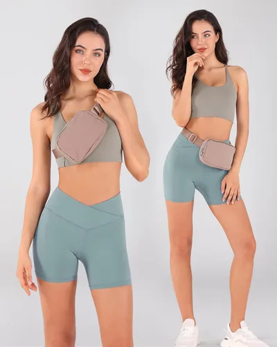 Vista 2 de ODODOS Minicangurera unisex con correa ajustable para entrenamiento, correr, viajar, senderismo, Rosa brumosa