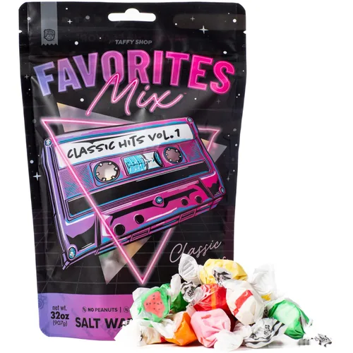 Vista 2 de Taffy Shop Classic Favorites - Mezcla de caramelos de agua salada envueltos individualmente, sabores surtidos a granel de Taffy de agua salada