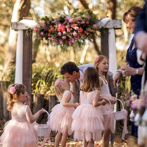 Vista 6 de Topmaker Vestido de niña de flores sin espalda acampanado de encaje