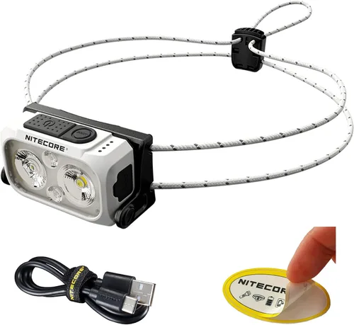 Vista 11 de Nitecore NU21 - Linterna frontal para correr, 360 lúmenes ultraligero USB recargable con LED blancos y rojos y una calcomanía (negro)