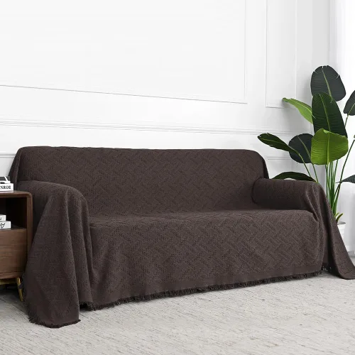 Vista 4 de MYSKY HOME - Funda para sofá, fundas para sofás, funda para silla extragrande, funda para sofá geométrico de color chocolate, funda para sofá
