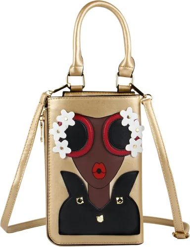 Vista 6 de Kuang Women Novelty Lady Face Shoulder Bags Funky PU Leather Top Handle Satchel Handbags Clutch Purse for Women