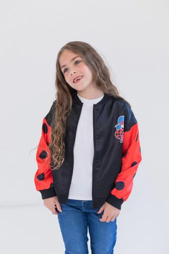 Vista 3 de Miraculous Chaqueta bomber con cremallera para niñas Ladybug, Rojo/Negro