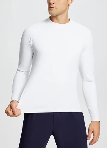 Vista 3 de BALEAF Camisa térmica de manga larga de forro polar para hombre, para entrenamiento en clima frío, camiseta para correr que absorbe la humedad