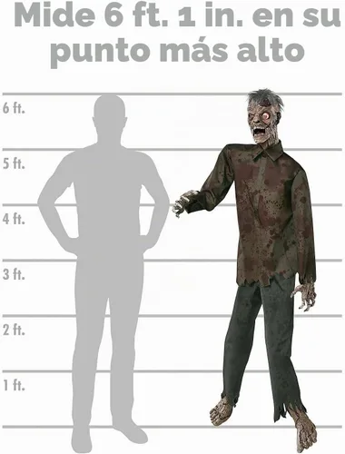 Vista 7 de Spirit Halloween 6 pies 1 en Jeremy Jaws Animatronic, decoración de zombis