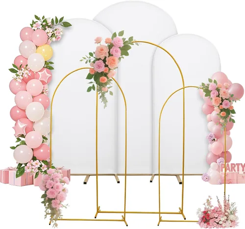Vista 8 de Juego de 3 fundas elásticas para telón de fondo para arco de boda, 7.2 pies Negro