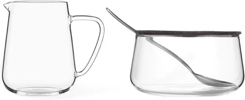 Vista 5 de Viva Nicola Juego de Cremera y Azúcar de Carbón – Cremera de Café de Porcelana y Azucarero con Tapa de Corcho y Cuchara, 7oz / 200ml Juego de Leche