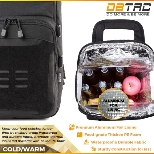 Vista 4 de DBTAC Mochila táctica para el almuerzo, enfriador de almuerzo grande para hombres, mujeres y adultos, mochila enfriadora aislada a prueba de fugas