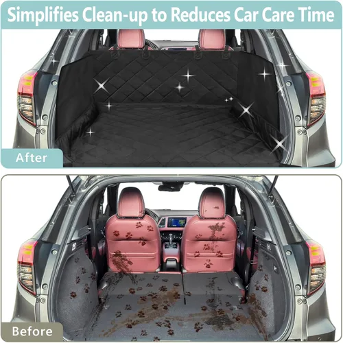 Vista 4 de Forro de carga SUV para perros con paredes laterales, cubierta de carga resistente para SUV Water Resistant, Bumper Flap, Non-Slip Trunk Mat, Rear