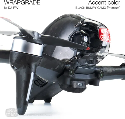 Vista 6 de WRAPGRADE Piel compatible con DJI FPV Color de acento (negro Bumpy CAMO)