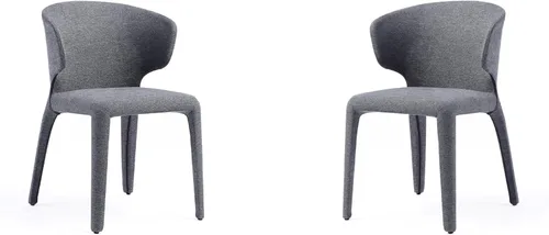 Vista 12 de Manhattan Comfort Conrad - Sillas de comedor modernas de mediados de siglo, muebles de cocina tapizados de tweed con respaldo contorneado, acolchado