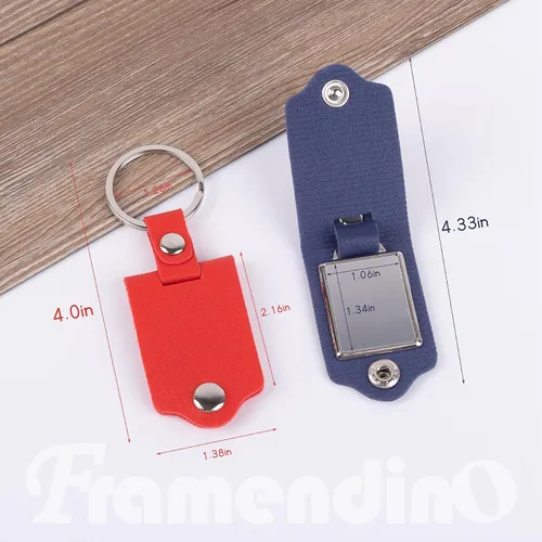 Vista 2 de Framendino, Llavero de imagen personalizado con protección de cuero para fotos con foto personalizada para regalos de amantes de la familia