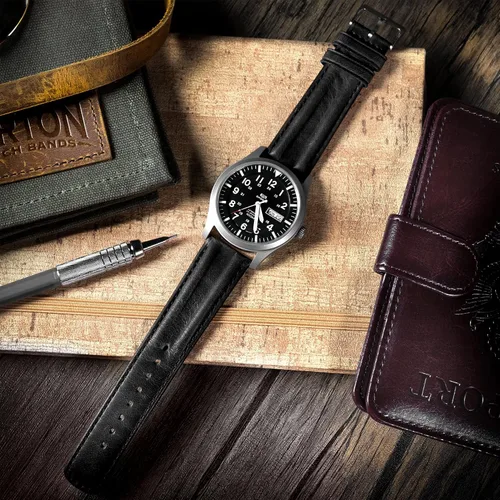 Vista 2 de Barton Racing & Rally Horween - Correas de cuero con barras de resorte de liberación rápida integradas, longitud estándar para muñecas de 5 a 8