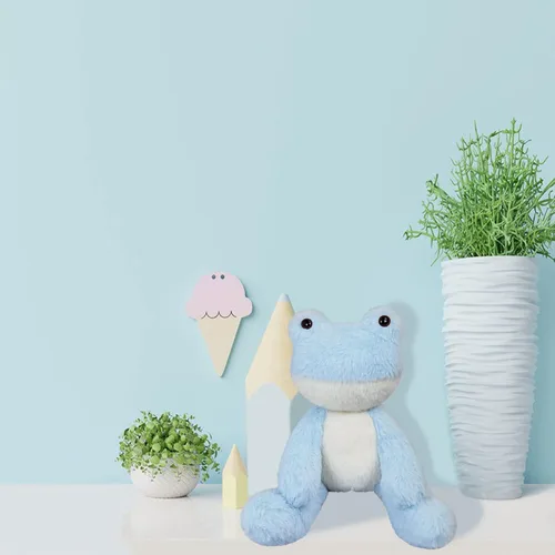 Vista 6 de Animal de peluche de rana azul claro, lindo juguete de rana peluda, suave juguete de peluche para niños y niñas, regalos para niños o novia, 8.5