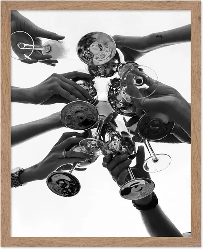 Vista 32 de Monem Art - Póster de mujer en la bañera, estampado de champán vertido, arte con alcohol, arte funky, arte en blanco y negro, arte fotográfico