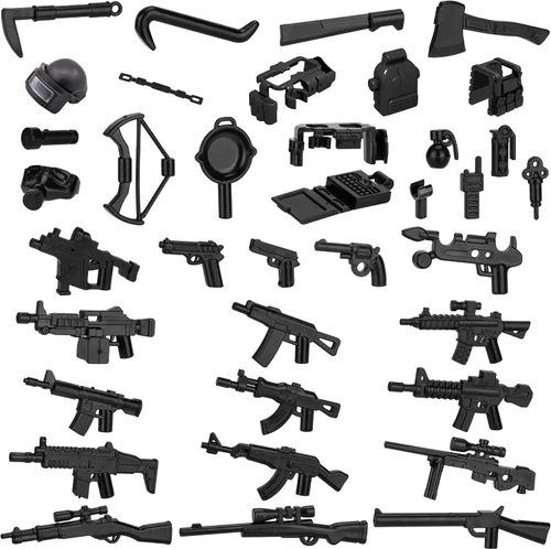Vista 8 de Paquete de armas militares, bloques de construcción para figuras de soldado, kit de equipo del ejército, piezas y accesorios de piezas compatibles