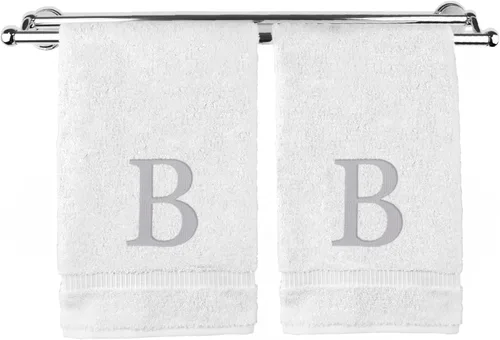 Vista 94 de Toalla de mano monogramada, regalo personalizado, juego de 2 - Toalla bordada con letra de bloque dorada - Extra absorbente 100% algodón turco