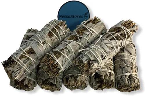 Vista 2 de NESSASTORES - White Sage + Ruda Rue Smudge Inciense 4" Bundle #JC-205 (1 unidad)