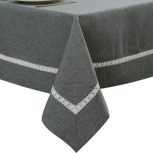 Vista 20 de EHouseHome Mantel de tela resistente con encaje blanco, impermeable, sin arrugas, resistente a las manchas, a prueba de aceite, para comedor