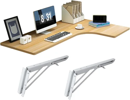 Vista 9 de LIGUOYI Escritorio flotante para pared de 28, 35, 39 pulgadas, mesa de pared estable y resistente en forma de L, escritorio de computadora