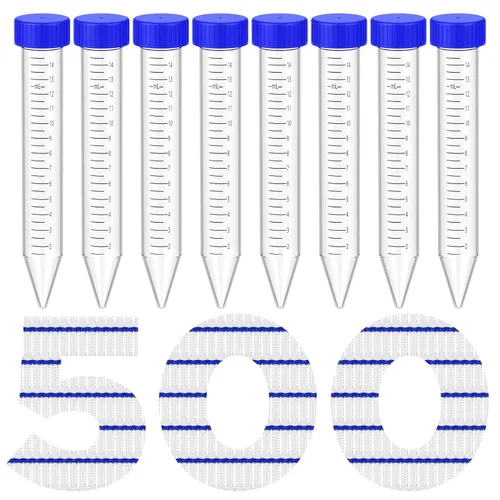 Vista 9 de Membrane Solutions Tubos de centrífuga cónicos de 0.5 fl oz, paquete de 50 tubos de ensayo de plástico estériles con tapas de rosca, recipiente