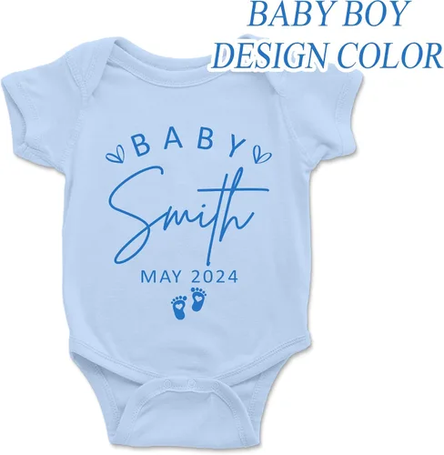 Vista 3 de Dilypod Custom Baby Pregnancy Announcement Bodysuit 0-3 Months, Baby Announcement Onesie, New Mom Gift, New Dad Gift, New Parent Gift