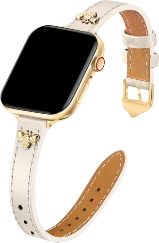 Vista 10 de JR.DM Correas de cuero delgadas compatibles con Apple Watch Band 1.496 in 1.575 in 1.614 in 1.654 in 1.732 in 1.772 in 1.811 in 1.929 in, correa