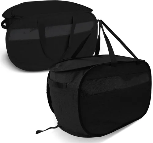 Vista 12 de Cesta de lavandería plegable mejorada de 100 L, cesta de lavandería desplegable de malla extragrande, cesta de ropa sucia con asas largas, cestas