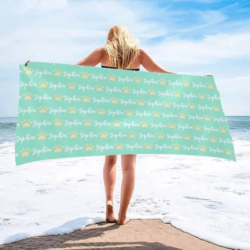 Vista 7 de InterestPrint Toalla de playa personalizada para mujeres y hombres, hojas tropicales, naranja, toallas de playa personalizadas con nombres, manta