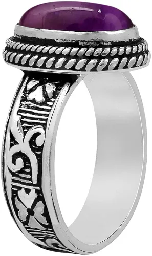 Vista 2 de Anillo solitario de malaquita, ojo de tigre, piedra lunar natural, 10x14mm, con forma ovalada, gema auténtica, recubierto de plata de ley 925