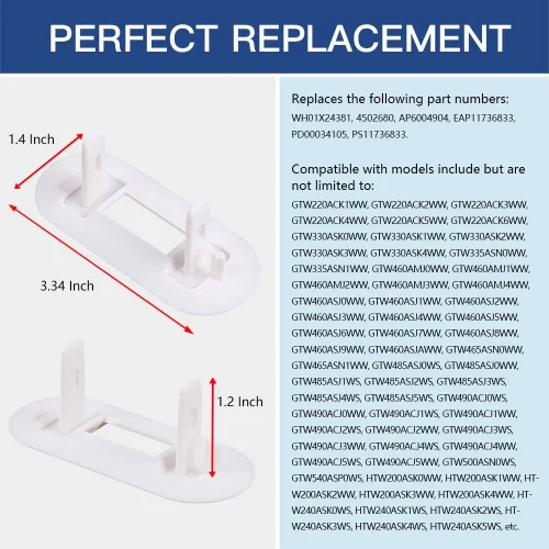 Vista 4 de 2 piezas WH01X24381 4502680 Bisel de bloqueo de tapa de arandela, pieza de repuesto para lavadora de carga superior GE/Hotpoint