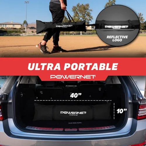 Vista 5 de PowerNet Baseball Net Bundle, 5x5 Travel Net With Softball Accessories for Hitting, Pitching, Training Equipment, Weighted Ball, Tee