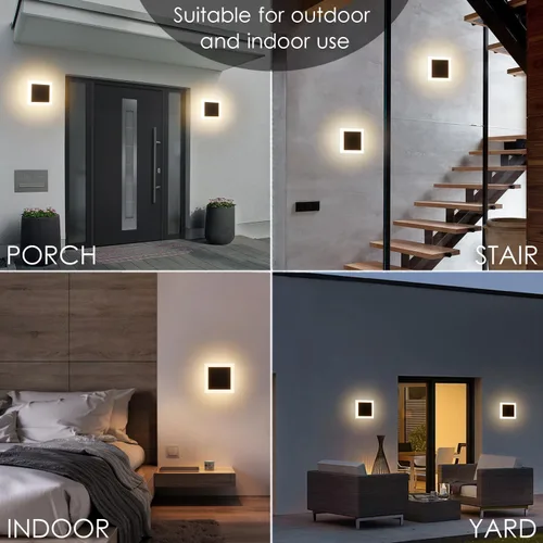 Vista 6 de 2 paquetes de luces LED de pared para exteriores e interiores, apliques de pared modernos, mini apliques, luces de pared para exteriores de aluminio