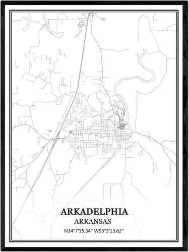 Vista 7 de TANOKCRS Bentonville Arkansas USA - Póster impreso en lienzo con diseño de mapa de Estados Unidos, sin marco, moderno, en blanco y negro, regalo