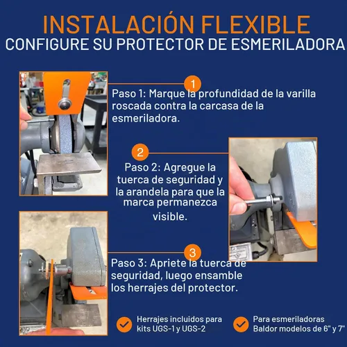 Vista 6 de ATS UGS-1 Kit de escudo de ojos para amoladora de banca, se adapta a